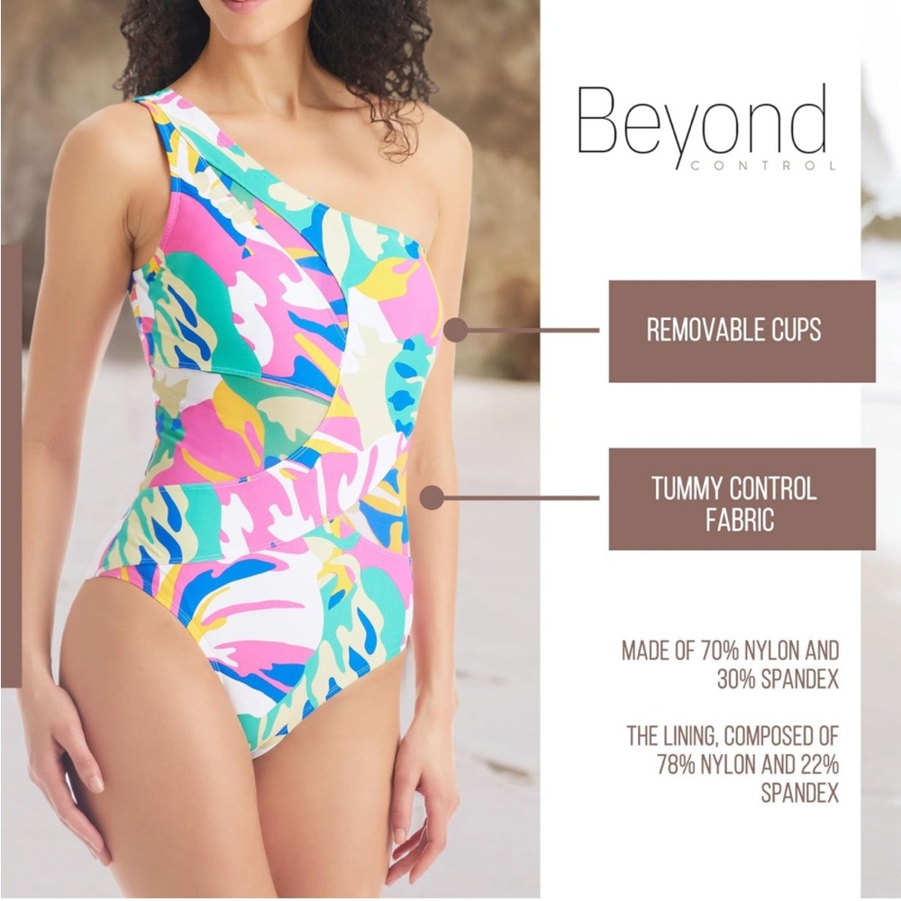 NWT One Shoulder One Piece Swimsuit size 10 fits like size 8 - Picture 3 of 3
